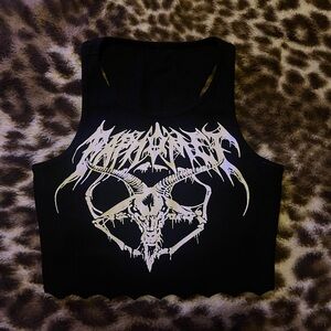 SHEIN Black Gothic Graphic Crop Top